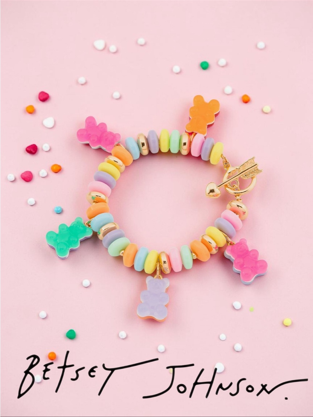 💖 BETSEY JOHNSON |  Pastel Rainbow Gummy Bear Charm Bracelet 🌈